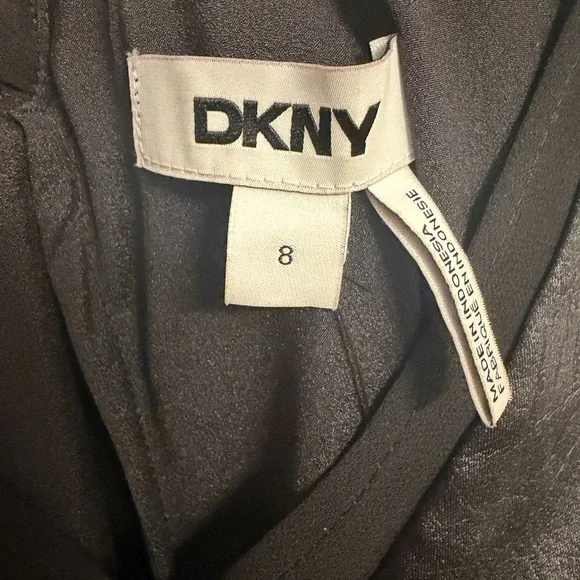 DKNY black satin midi slip dress sleeveless size 8 NEW - Picture 7 of 11
